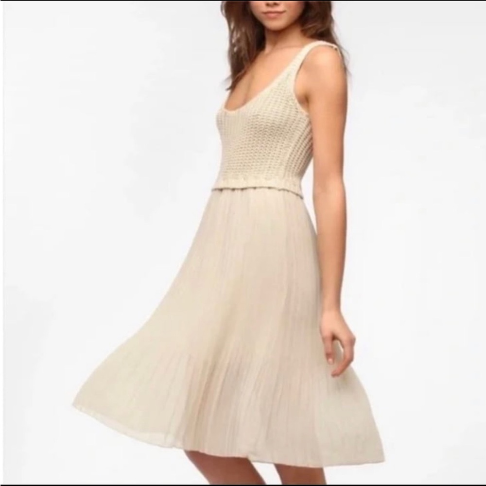 Margot Pleated Skirt Crochet Dress